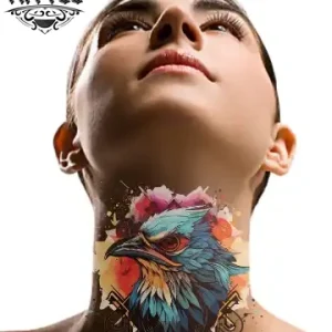 tatouage-ephemere-cou-oiseau-design-artistique tatouage-ephemere-cou-oiseau-design-artistique
