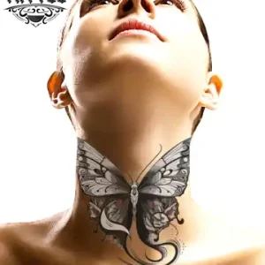 tatouage COU éphémère papillon délicat réaliste tatouage COU éphémère papillon délicat réaliste