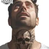 tatouage ephemere tete de mort cou stylé durable