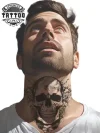 tatouage ephemere tete de mort cou stylé durable