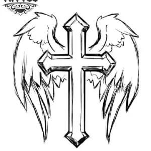 tatouage-croix-ailes-ange-temporaires-waterproof-peau