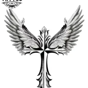 tatouage-ephemere-croix-ailes-femme-design-unique tatouage-ephemere-croix-ailes-femme-design-unique