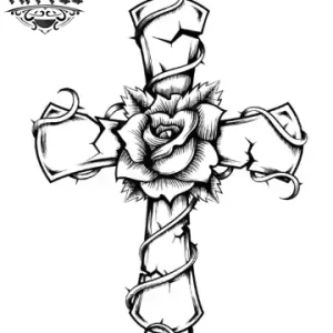 tatouage-croix-ephemere-fleur-design-elegant