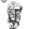 tatouage-ephemere-croix-et-lion-design-unique tatouage-ephemere-croix-et-lion-design-unique