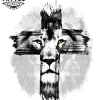 tatouage-croix-lion-design-unique-temporaire tatouage-croix-lion-design-unique-temporaire