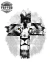 tatouage-croix-lion-design-unique-temporaire tatouage-croix-lion-design-unique-temporaire