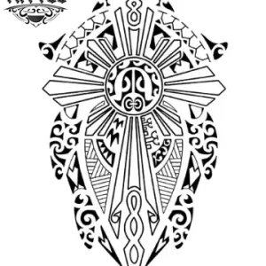 tatouage_croix_tahitienne_ephemere_design_polynesien