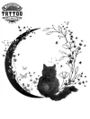 tatouage-ephemere-lune-et-chat-design-unique tatouage-ephemere-lune-et-chat-design-unique