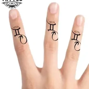 tatouage-ephemere-doigt-gemeaux-astrologie-design tatouage-ephemere-doigt-gemeaux-astrologie-design