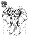 tatouage-elephant-ephemere-motif-floral-elegant