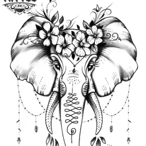 tatouage-elephant-ephemere-motif-floral-elegant tatouage-elephant-ephemere-motif-floral-elegant
