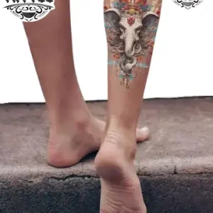 tatouage mollet elephant ephemere design unique tendance tatouage mollet elephant ephemere design unique tendance
