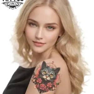 tatouage-ephemere-chat-epaule-design-temporaire-tatouage-epaule-chat