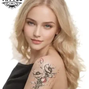tatouage-epaule-ephemere-coquelicot-floral-tendance
