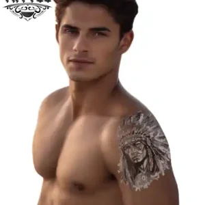 tatouage épaule éphémère homme indien motif tribal