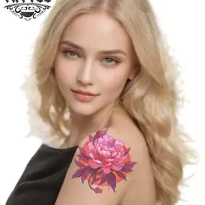 tatouage-epaule-ephemere-pivoine-fleur-elegante