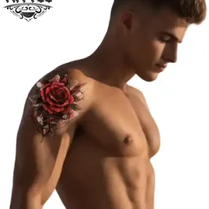 tatouage-ephemere-rose-epaules-discret-elegant tatouage-ephemere-rose-epaules-discret-elegant