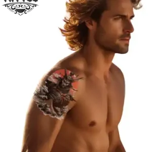 tatouage ephémère épaule samouraï japonais design tatouage ephémère épaule samouraï japonais design