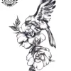 tatouage FLEUR et oiseau éphémère art corporel tatouage FLEUR et oiseau éphémère art corporel
