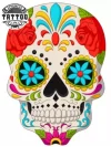tatouage-fleur-ephemere-tete-de-mort-design-intense