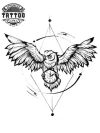 tatouage ephemeral hibou geometrie art corporel tatouage ephemeral hibou geometrie art corporel