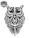 tatouage-ephemere-hibou-maorie-design-unique tatouage-ephemere-hibou-maorie-design-unique