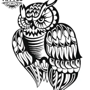 tatouage-ephemere-hibou-polynesien-art-corporel-unique tatouage-ephemere-hibou-polynesien-art-corporel-unique