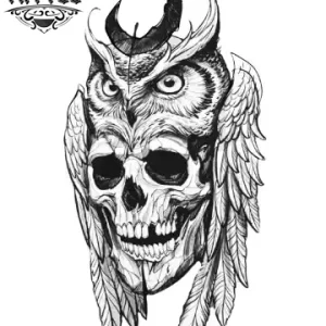 tatouage ephemere hibou tete de mort crâne unique tatouage ephemere hibou tete de mort crâne unique