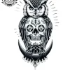 tatouage-ephemere-hibou-tete-de-mort-design-unique tatouage-ephemere-hibou-tete-de-mort-design-unique
