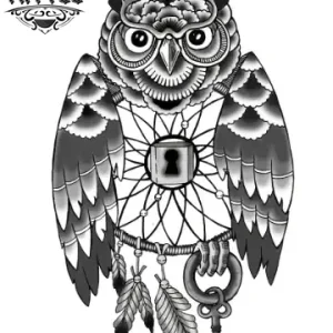 tatouage-ephemere-hiboux-attrape-reve-design-original tatouage-ephemere-hiboux-attrape-reve-design-original