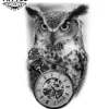 Tatouage ephémère hibou horloge design original Tatouage ephémère hibou horloge design original