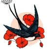tatouage ephemere hirondelle fleur elegante