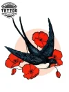 tatouage ephemere hirondelle fleur elegante