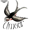 tatouage ephémère hirondelle old school style retro