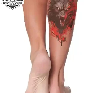 tatouage-ephemere-homme-mollet-loup-design-temporaire-jambe-masculine tatouage-ephemere-homme-mollet-loup-design-temporaire-jambe-masculine