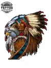 tatouage-ephemere-indien-aigle-loup-design-unique-authentique tatouage-ephemere-indien-aigle-loup-design-unique-authentique