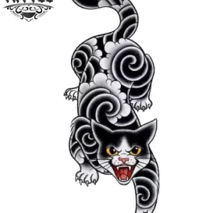 tatouage-ephemere-japonais-chat-traditionnel tatouage-ephemere-japonais-chat-traditionnel