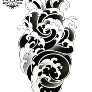 tatouage éphémère japonais motif d'eau réaliste tatouage éphémère japonais motif d'eau réaliste