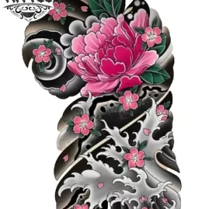 tatouage-ephemere-japonais-motif-pivoine-elegante tatouage-ephemere-japonais-motif-pivoine-elegante
