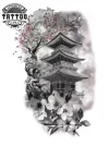 tatouage éphémère japonais temple traditionnel artisanal tatouage éphémère japonais temple traditionnel artisanal