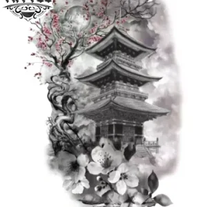 tatouage éphémère japonais temple traditionnel artisanal tatouage éphémère japonais temple traditionnel artisanal