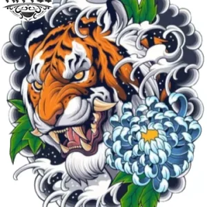 tatouage Japonais éphémère tigre style oriental tatouage Japonais éphémère tigre style oriental
