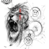 tatouage-ephemere-lion-horloge-design-temporaire-unique tatouage-ephemere-lion-horloge-design-temporaire-unique