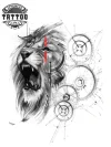 tatouage-ephemere-lion-horloge-design-temporaire-unique tatouage-ephemere-lion-horloge-design-temporaire-unique