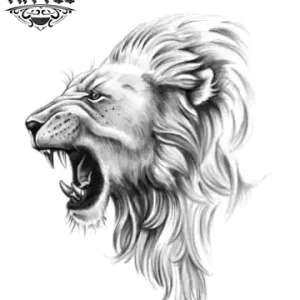 tatouage-ephemere-lion-rugissant-animal-sauvage-puissant
