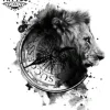 tatouage-ephemere-lion-boussole-design-temporaire-tatouage-lion-aventureux tatouage-ephemere-lion-boussole-design-temporaire-tatouage-lion-aventureux