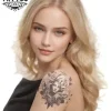 tatouage epaule femme ephemere lion realiste tatouage epaule femme ephemere lion realiste