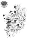 tatouage-ephemere-lion-fleur-design-temporaire-lion tatouage-ephemere-lion-fleur-design-temporaire-lion