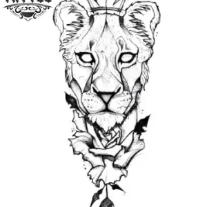 tatouage-ephemere-lion-rose-temporaire-animal-fleurs tatouage-ephemere-lion-rose-temporaire-animal-fleurs