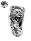 tatouage-lion-famille-temporaire-design-animalier-realiste tatouage-lion-famille-temporaire-design-animalier-realiste